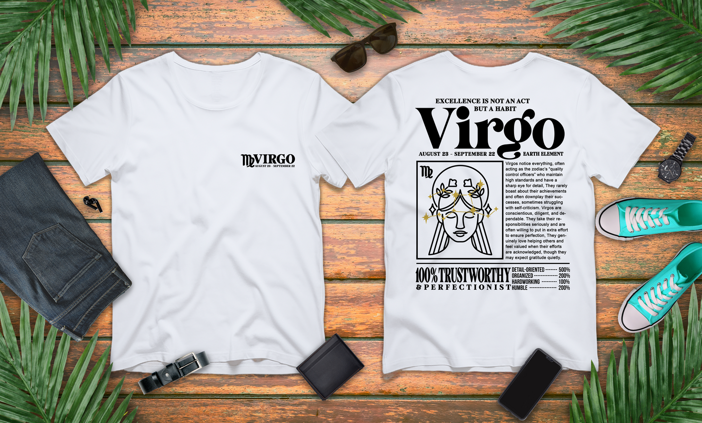 Virgo Lady Zodiac T-Shirt – Excellence Is Not an Act but a Habit