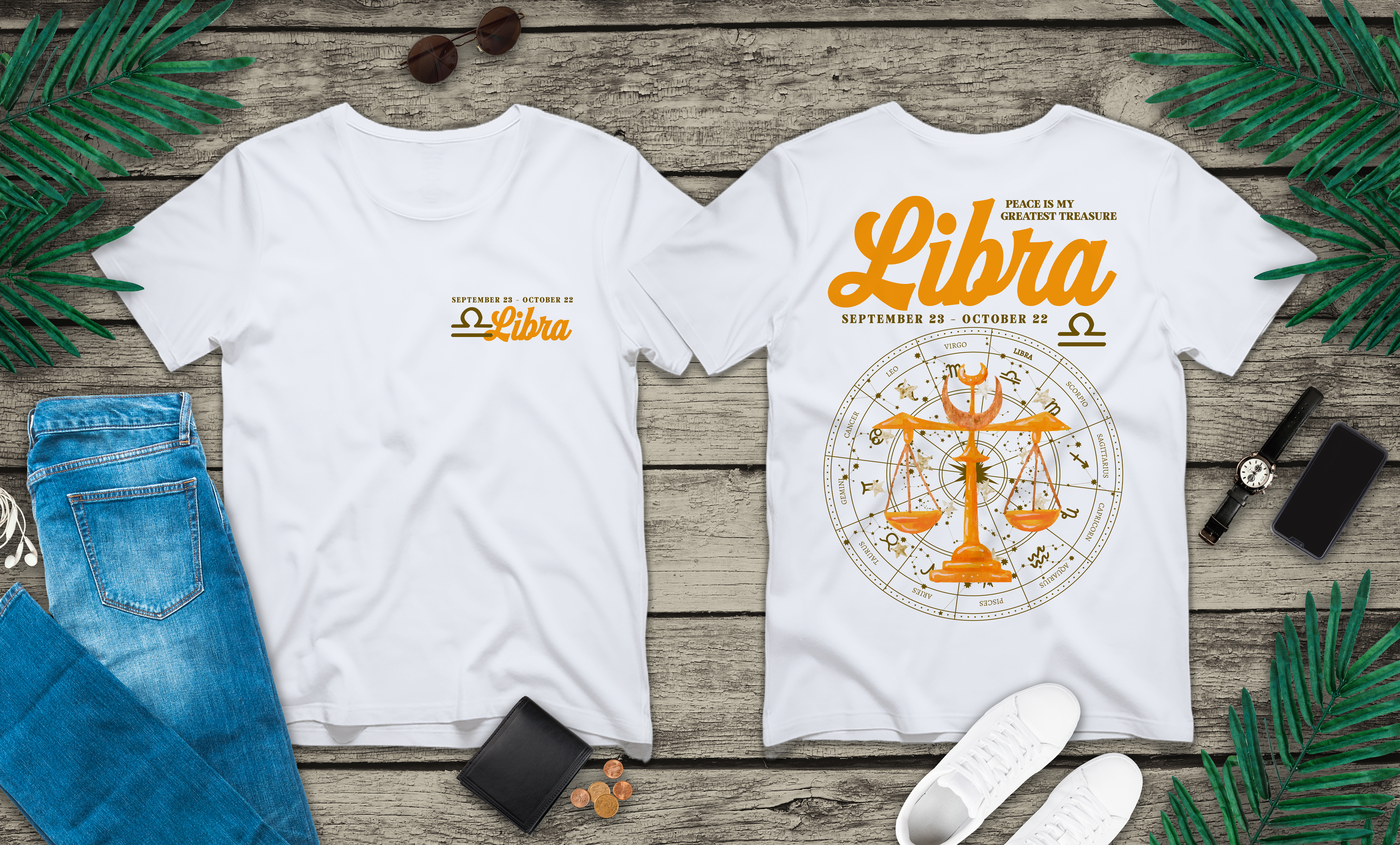 Libra Zodiac T-Shirt – Peace Is My Greatest Treasure Zodiac Wheel