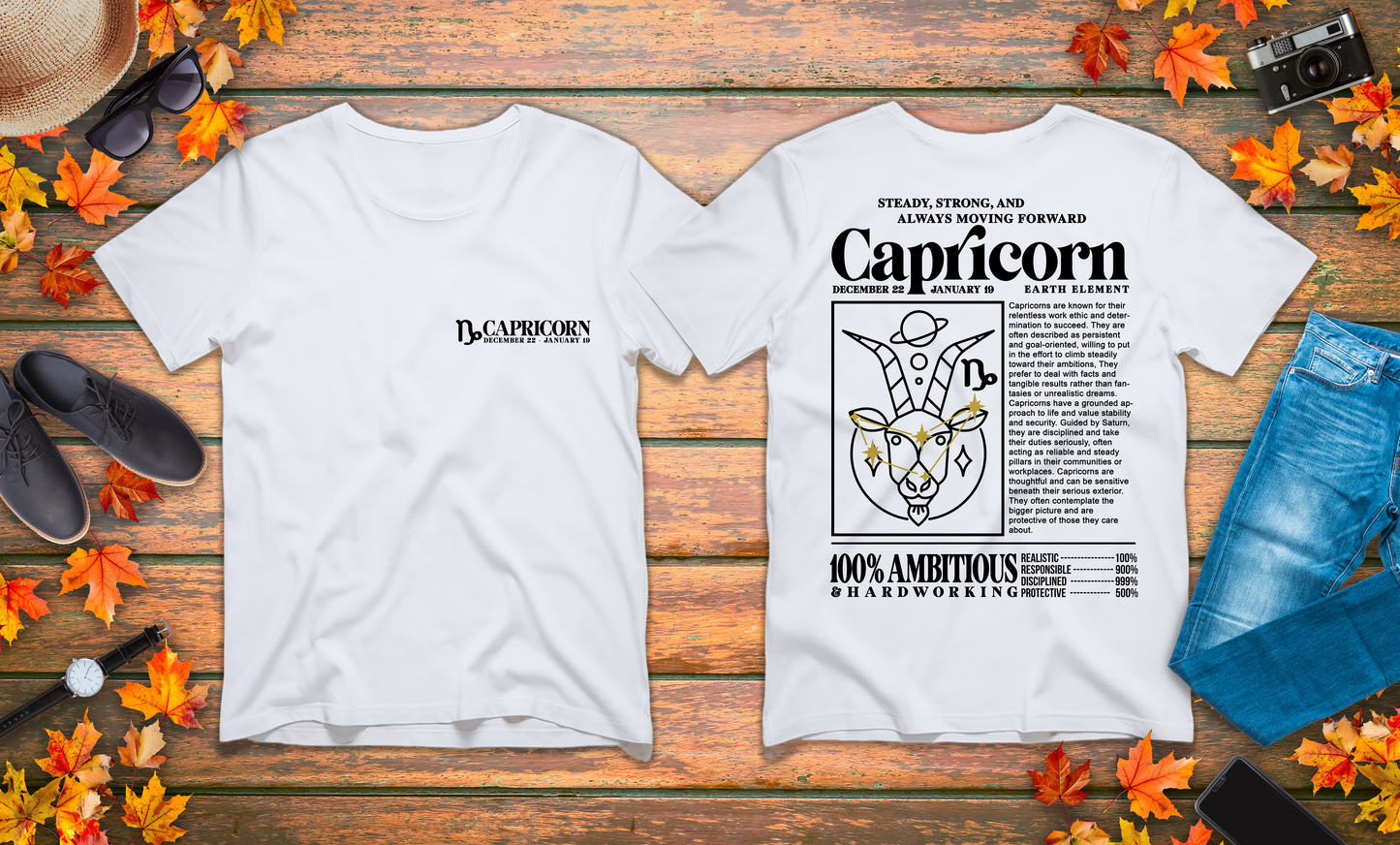 Capricorn Zodiac T-Shirt – Sturdy, Strong and Always Moving Forward Earth Element