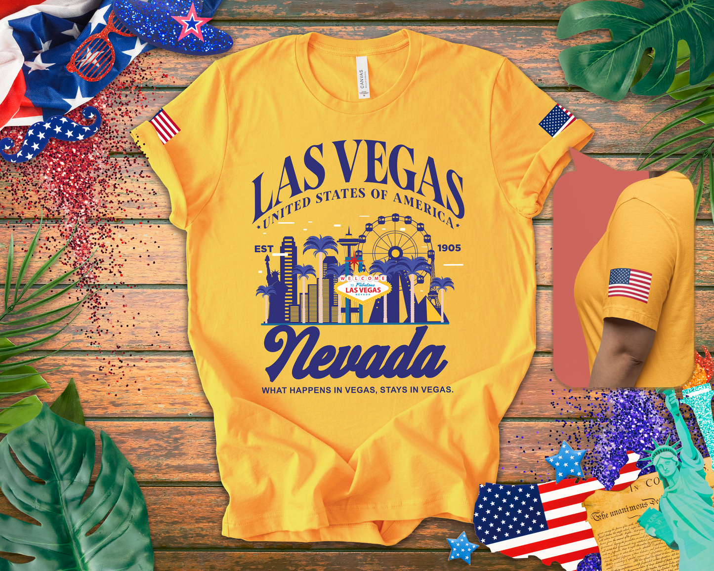Las Vegas Nevada USA T-Shirt - What Happens in Vegas Stays in Vegas Est 1905