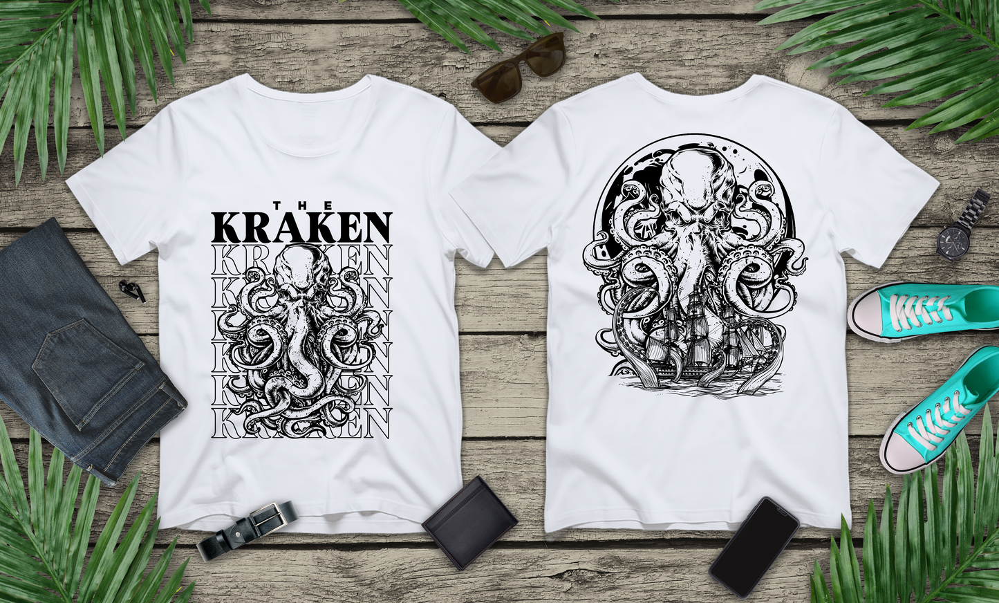 The Kraken Sea Monster Ship Attack T-Shirt