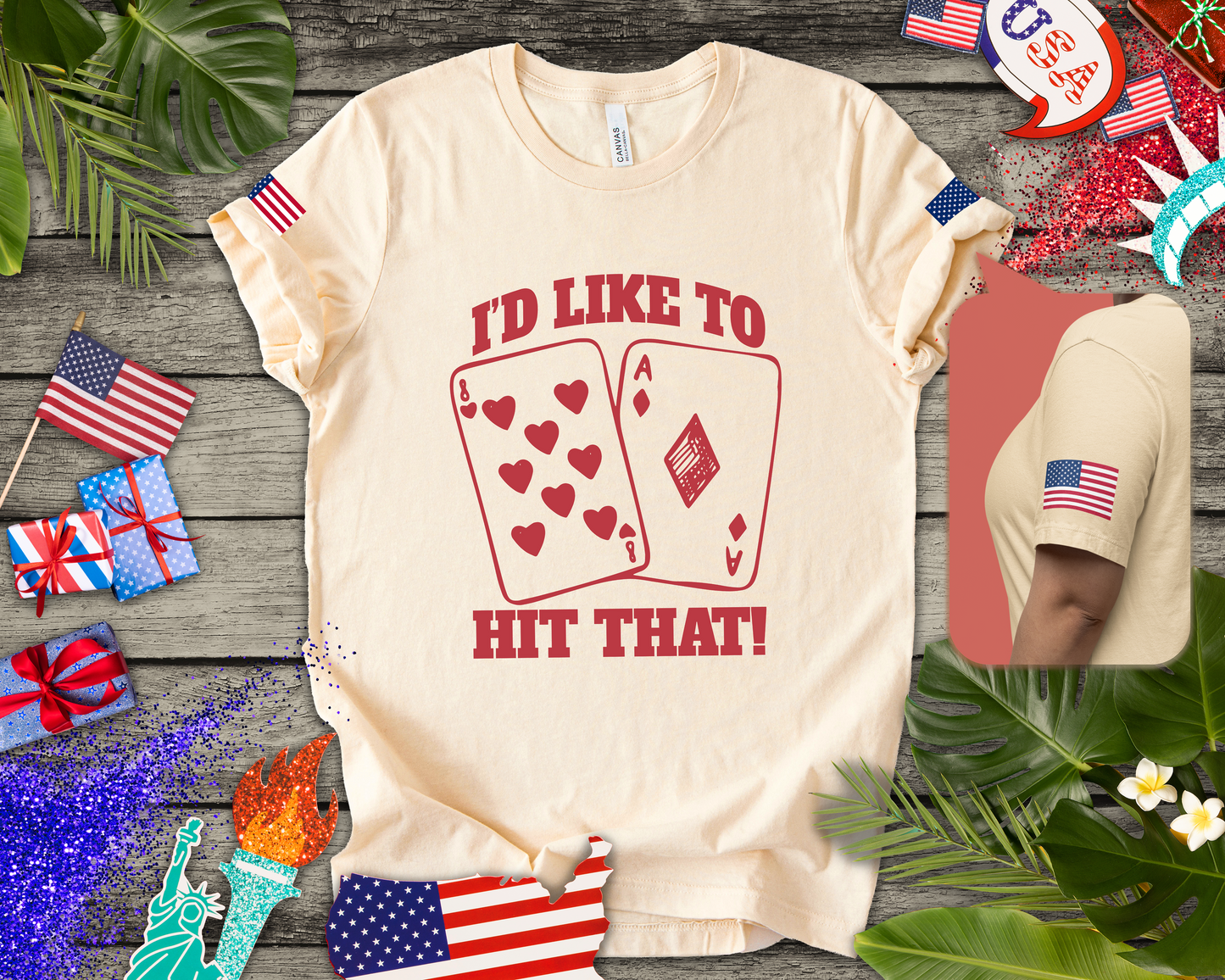 I'd Like To Hit That T-Shirt - Blackjack Cards Vegas Casino Humor Funny Gambling