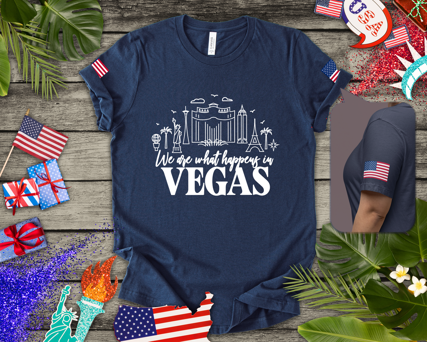 We Are What Happens in Vegas T-Shirt - Group Trip Friends Party Nevada Design