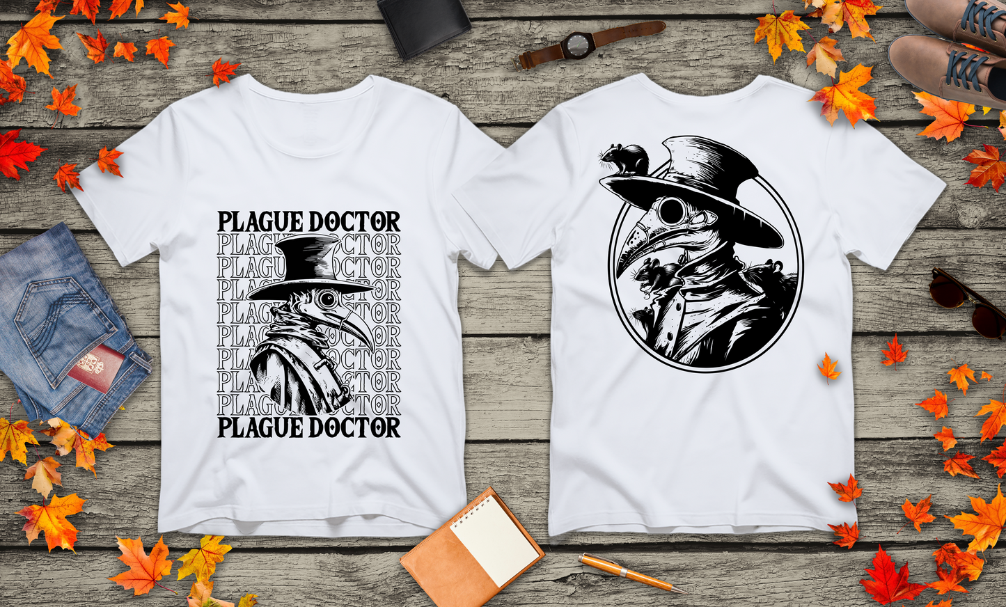 Plague Doctor Beaked Mask Rats Horror T-Shirt