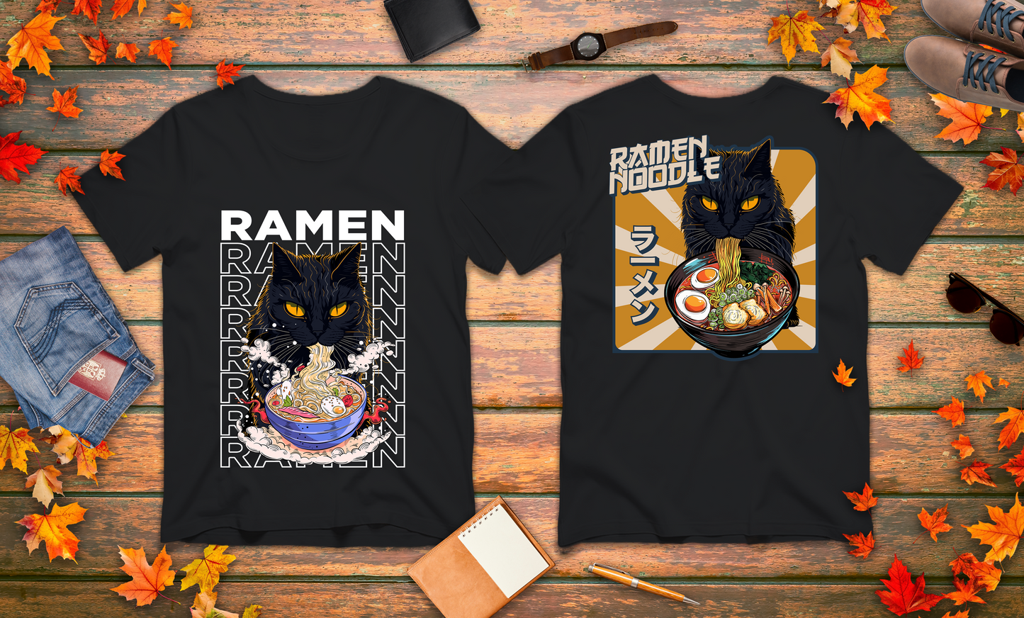 Ramen Cat Noodles Japanese Food Lover T-Shirt