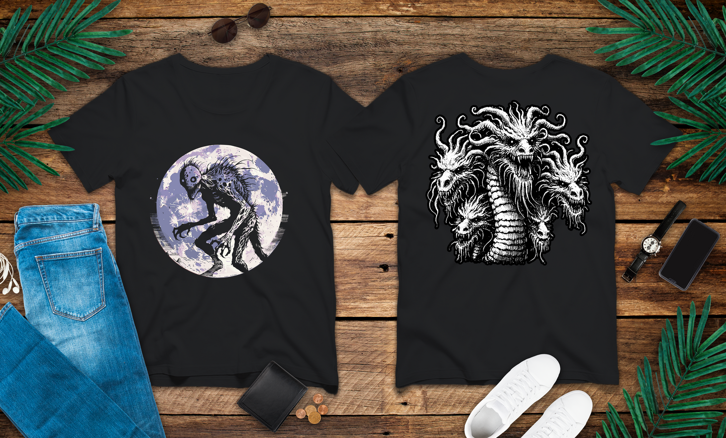 Full Moon Stalker and Hydra Horror T-Shirt