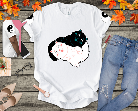 Yin Yang Cats T-Shirt – Black and White Cat Balance Harmony Graphic Tee
