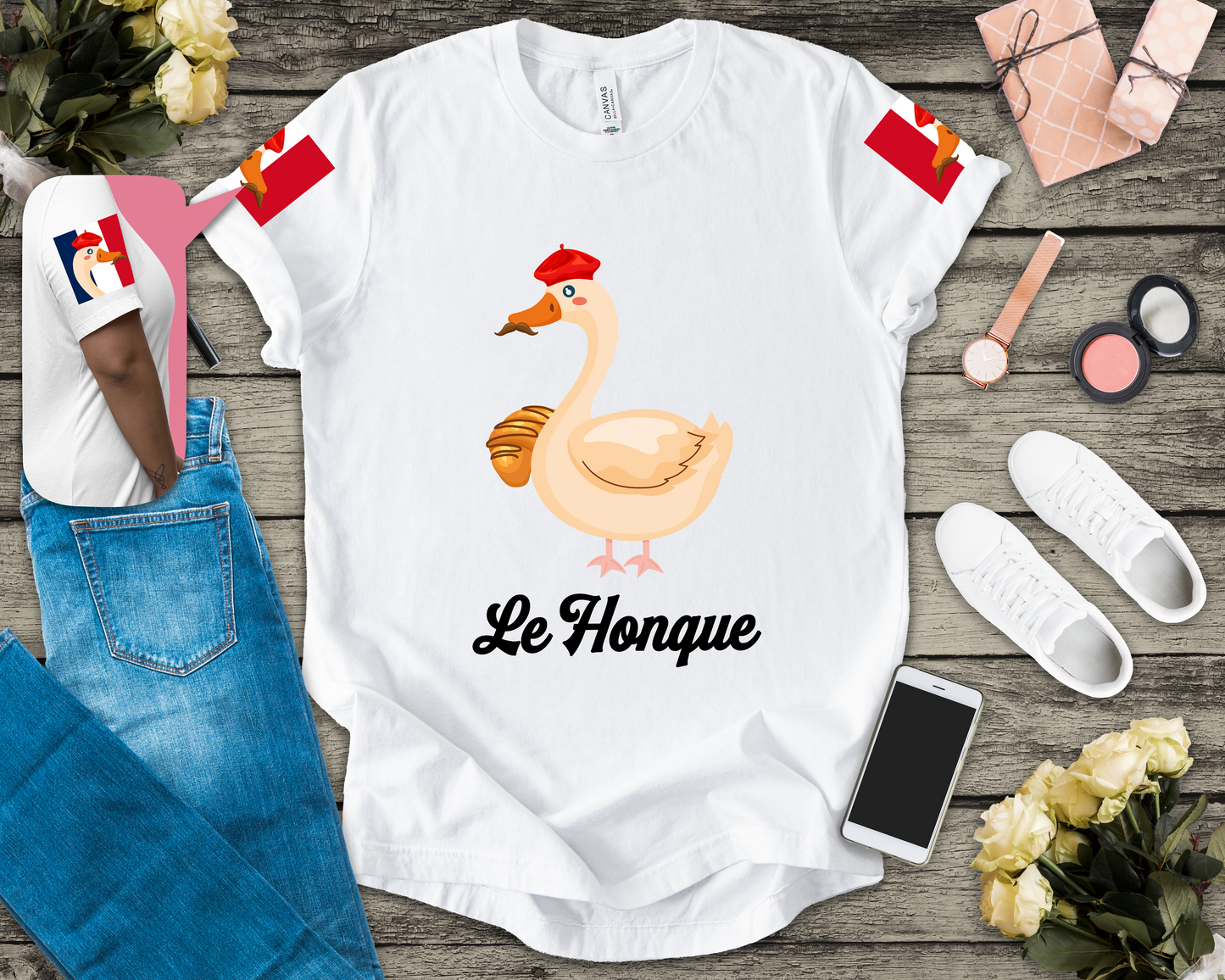 Le Honque Goose T-Shirt – Funny French Beret Goose Meme Graphic Tee