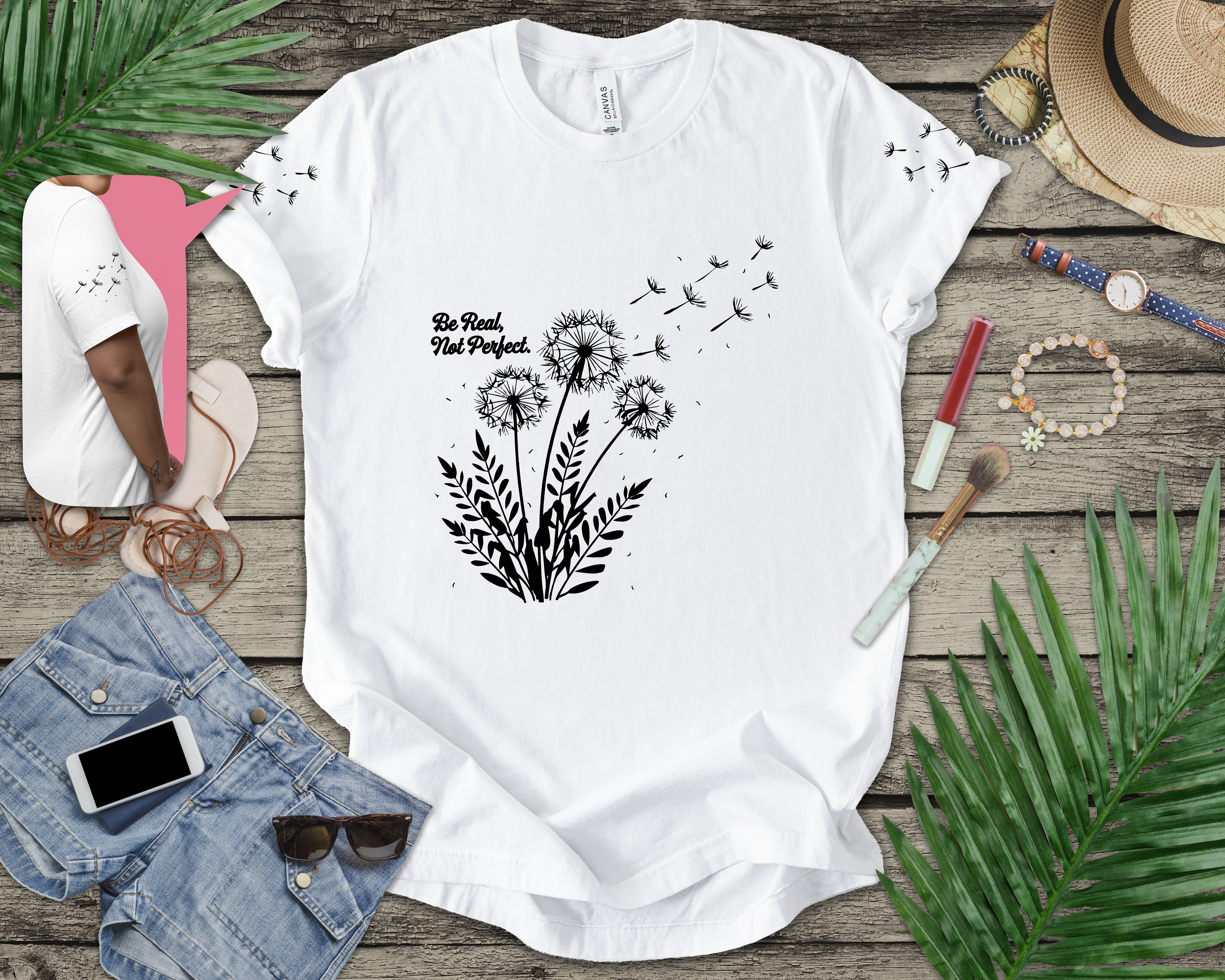 Be Real Not Perfect T-Shirt – Dandelion Inspirational Quote Mental Health Graphic Tee