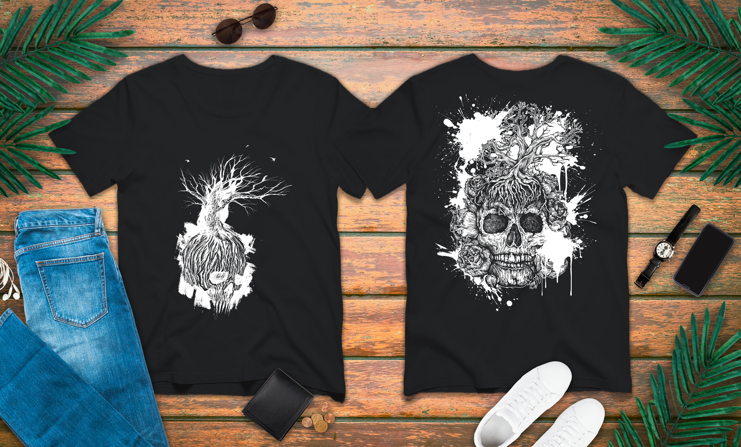 Dark Forest Spirit Skull Tree Horror T-Shirt