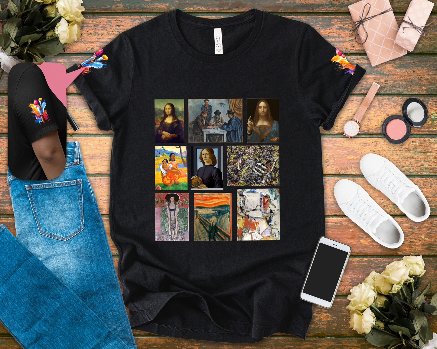 Art History Collage T-Shirt – Famous Paintings Grid Gallery Graphic Tee