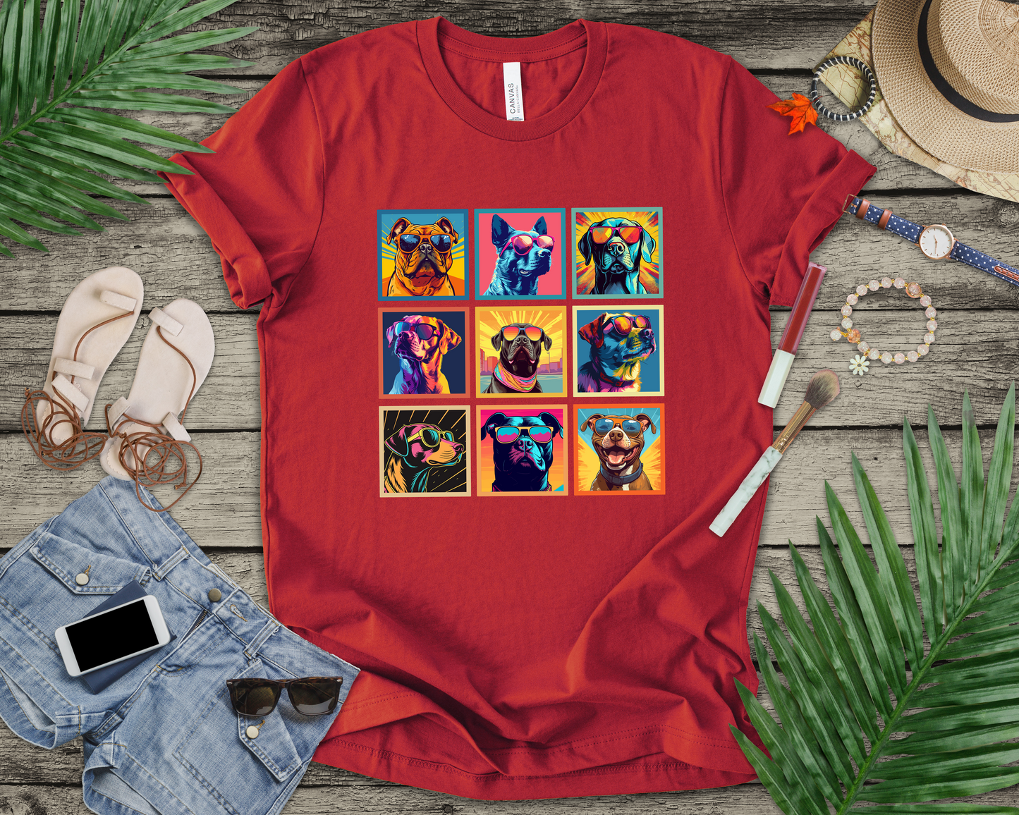 Cool Dogs Pop Art Sunglasses Tshirt – Nine Retro Pups