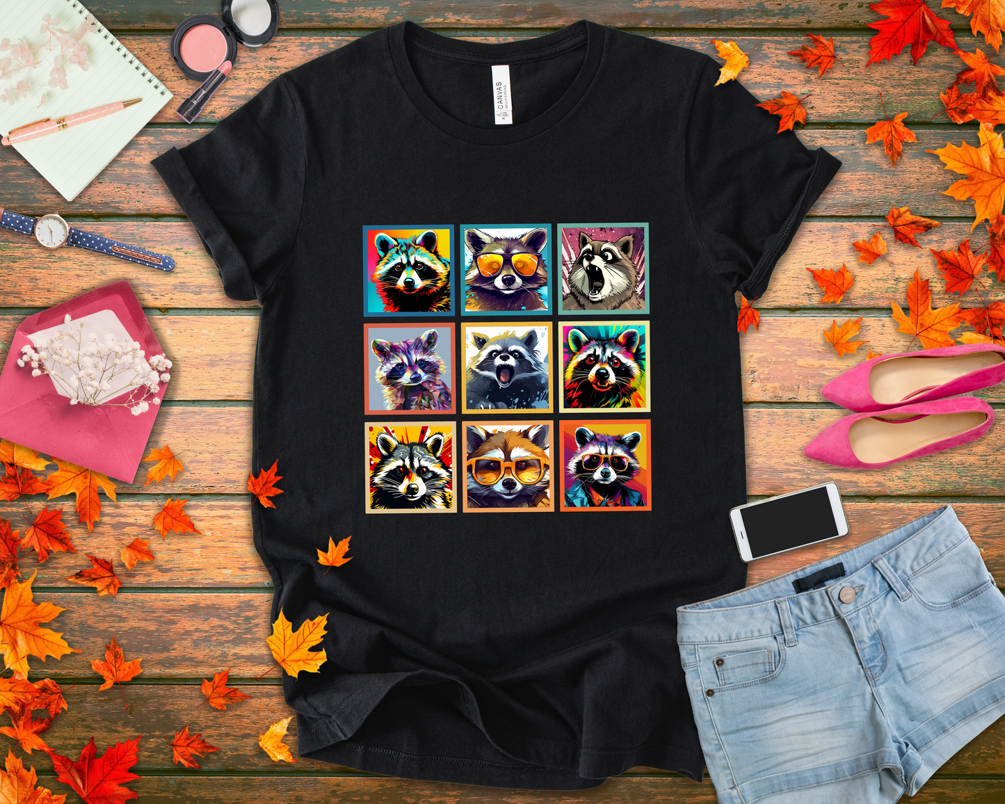 Cool Raccoons Pop Art Tshirt – Nine Funky Bandits