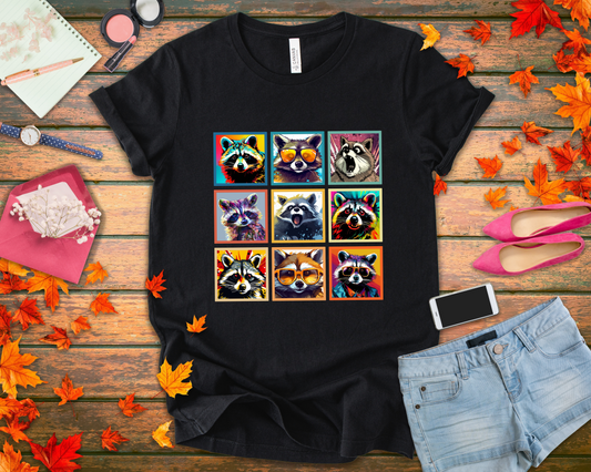 Cool Raccoons Pop Art Tshirt – Nine Funky Bandits