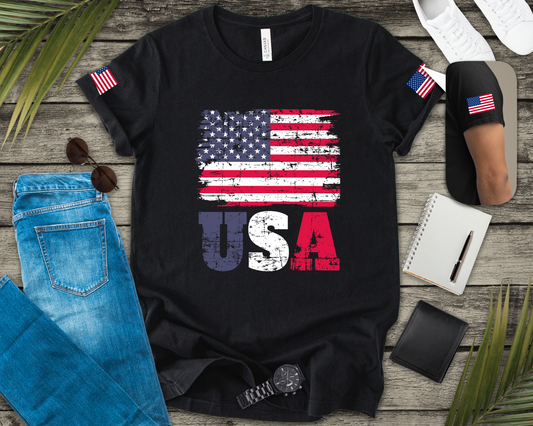 USA Flag T-Shirt – Vintage American Flag Patriotic Graphic Tee