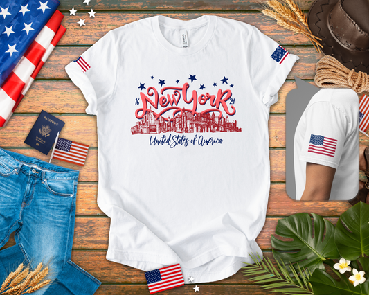 New York 1624 T-Shirt - Vintage Hand Lettered NYC Skyline United States of America