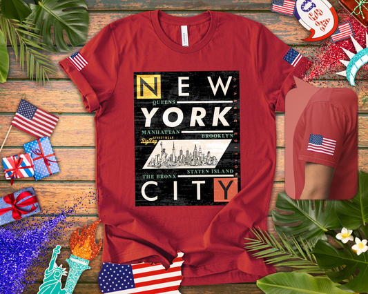 New York City Boroughs T-Shirt - Queens Manhattan Brooklyn Bronx Staten Island Design