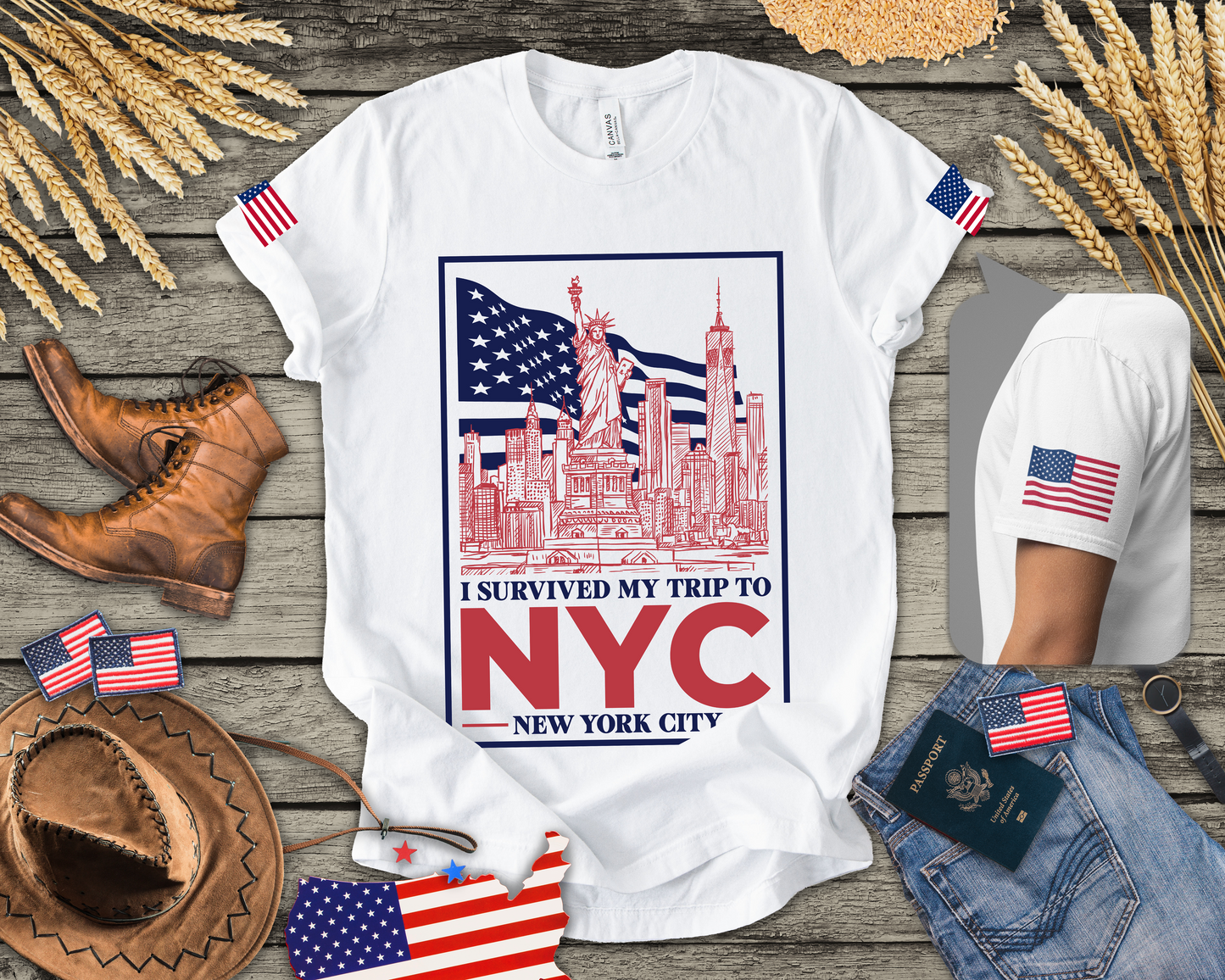 I Survived My Trip to NYC T-Shirt - Funny New York City Skyline Souvenir Design
