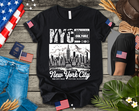 NYC New York City Skyline T-Shirt - Urban Culture Typography Graphic Street Design