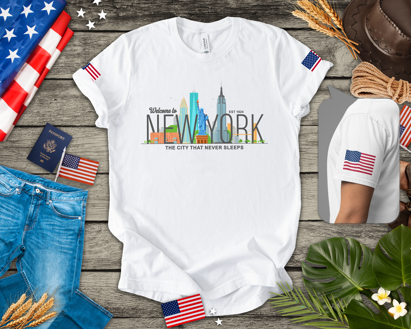Welcome to New York T-Shirt - Colorful NYC Skyline Est 1624 City That Never Sleeps