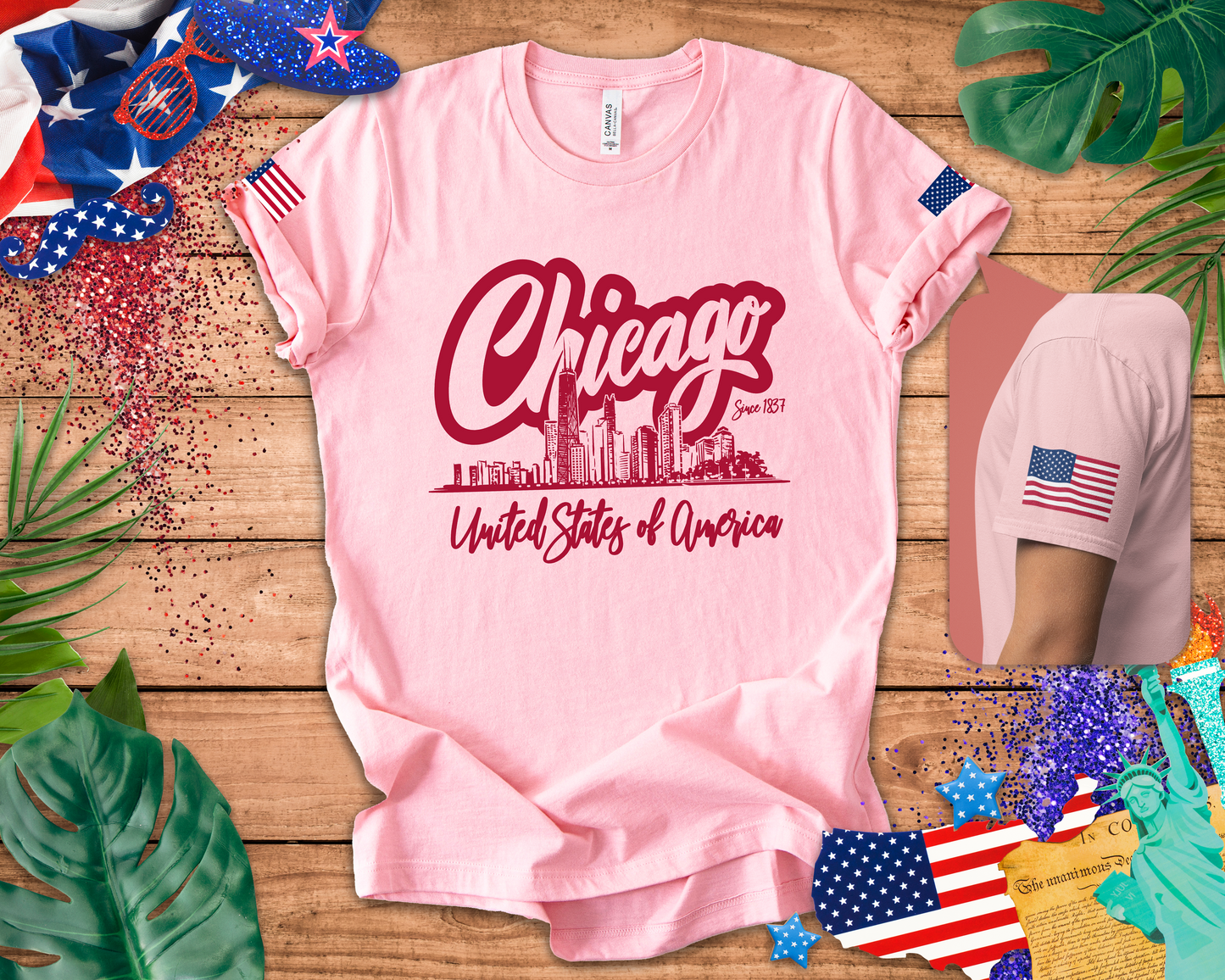 Chicago Since 1837 T-Shirt - Script Illinois United States of America Skyline