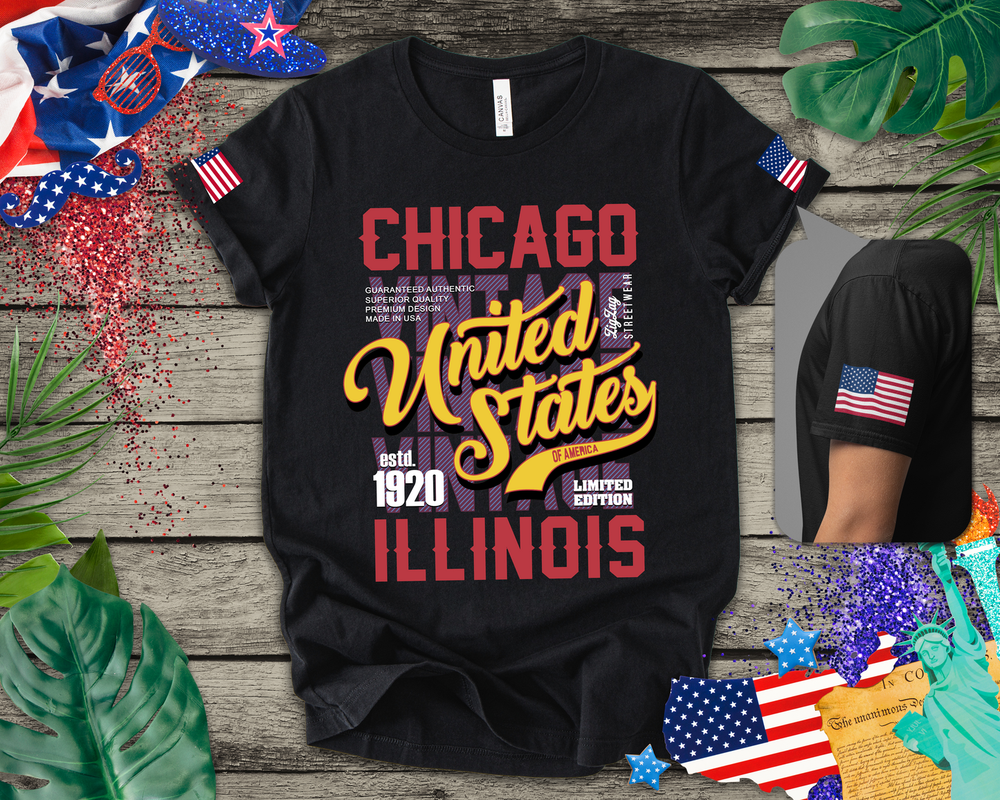 Chicago United States Illinois T-Shirt - Limited Edition 1920 Vintage Streetwear