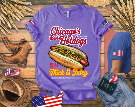 Chicago Best Hotdogs T-Shirt - Hot Dog Thick Juicy Since 1837 Food Humor Tee