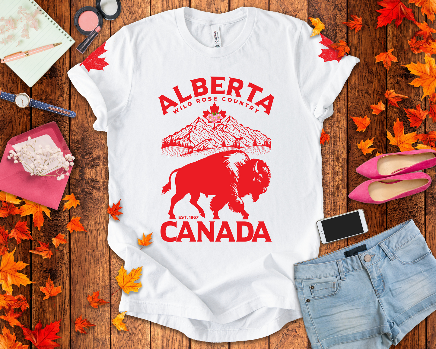 Alberta Wild Rose Country Bison T-Shirt