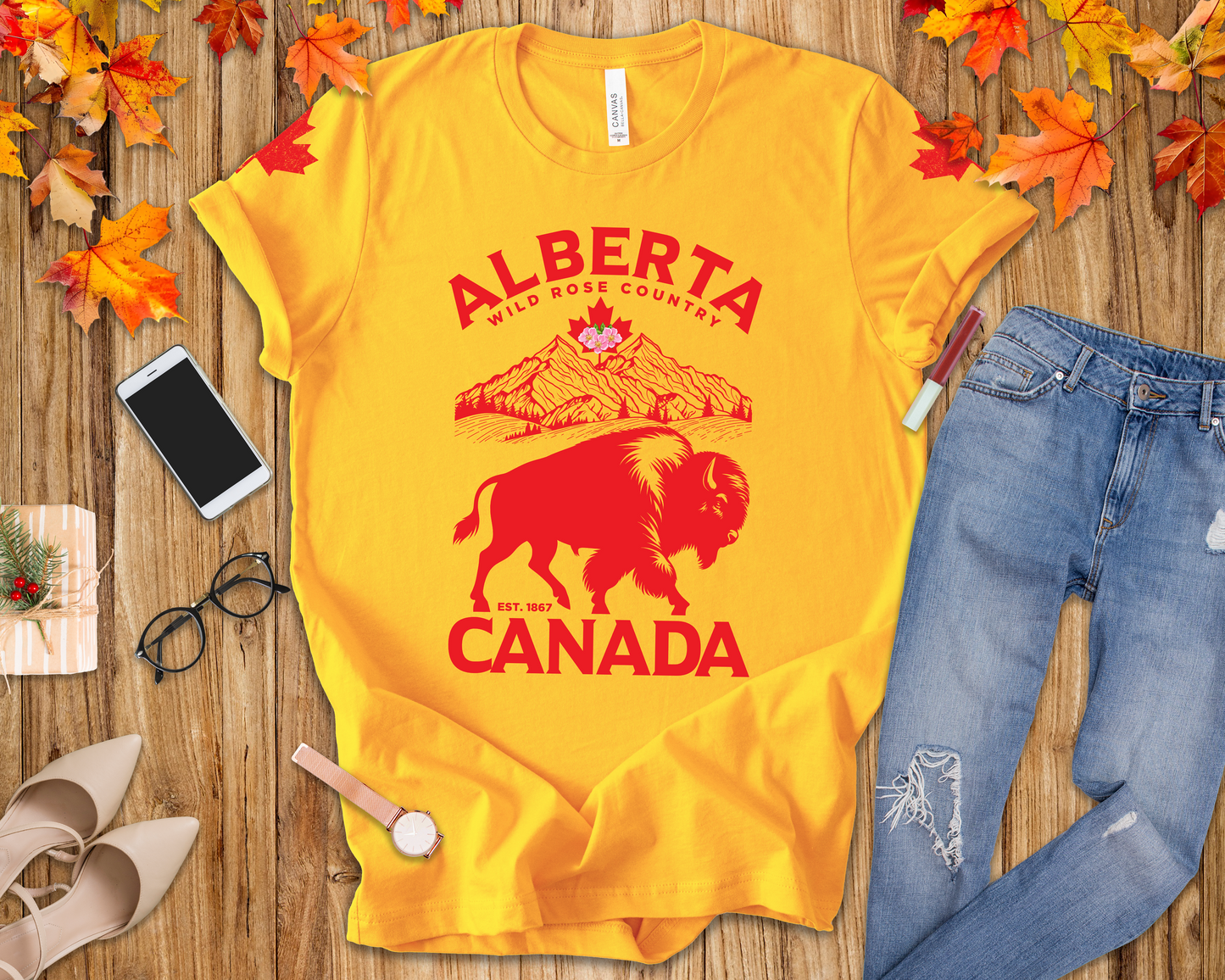 Alberta Wild Rose Country Bison T-Shirt