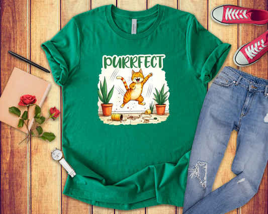 Purrfect Chaos Shirt Funny Cat Lover Tee for Pet Parents Who Embrace the Hairballs Mayhem and Mischief With Love and Laughter