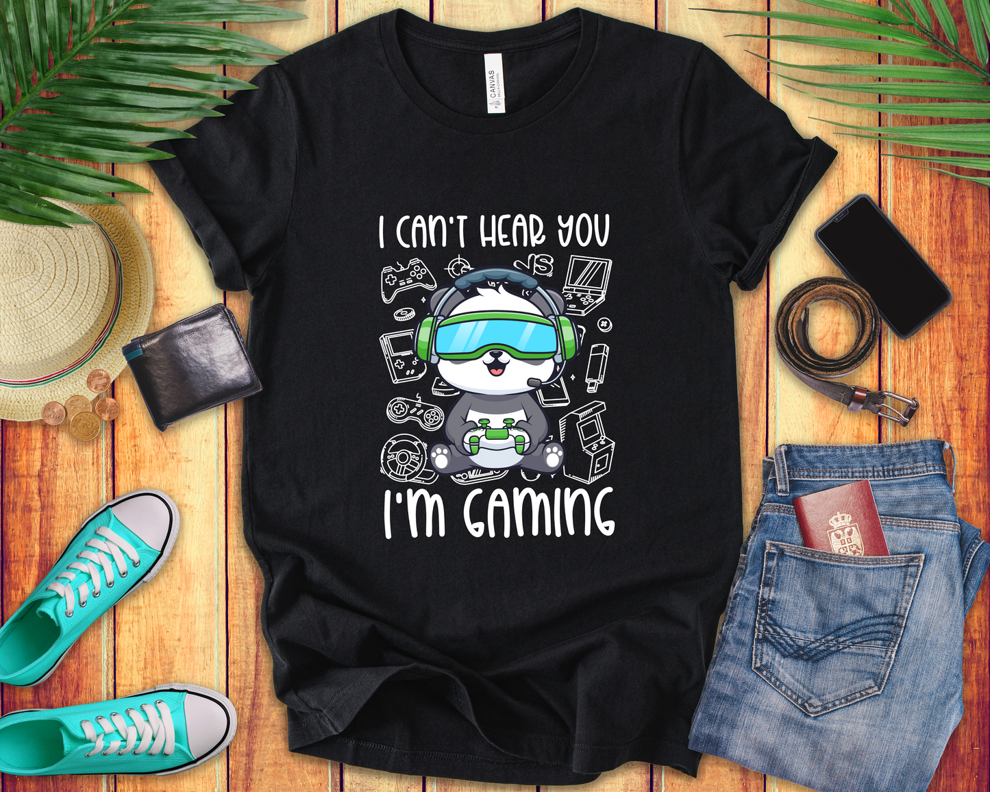 I Can’t Hear You I’m Gaming T-Shirt – Cute Puppy Gamer Headset Graphic Tee