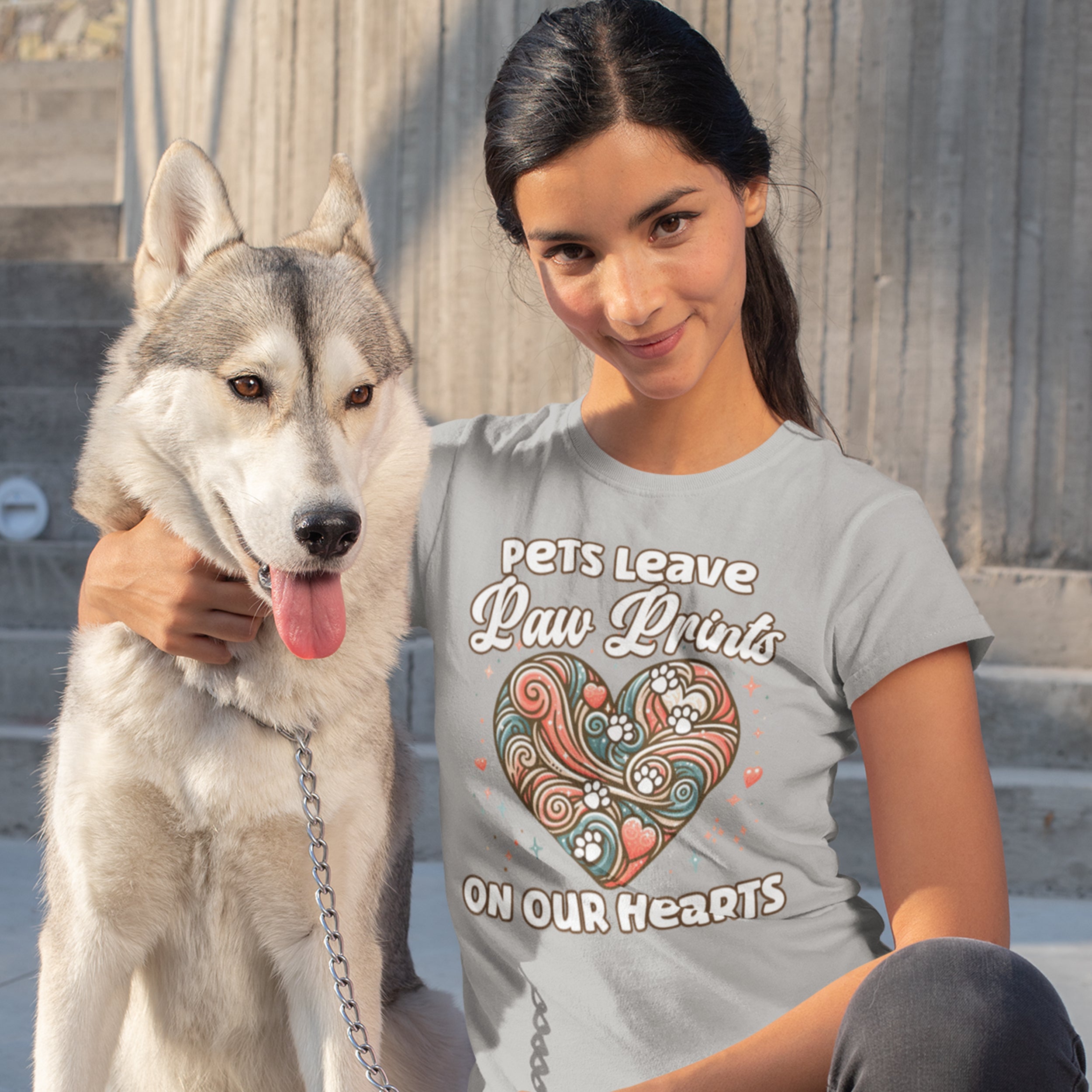 Pets Leave Paw Prints on Our Hearts | Abstract Heart Graphic T-Shirt