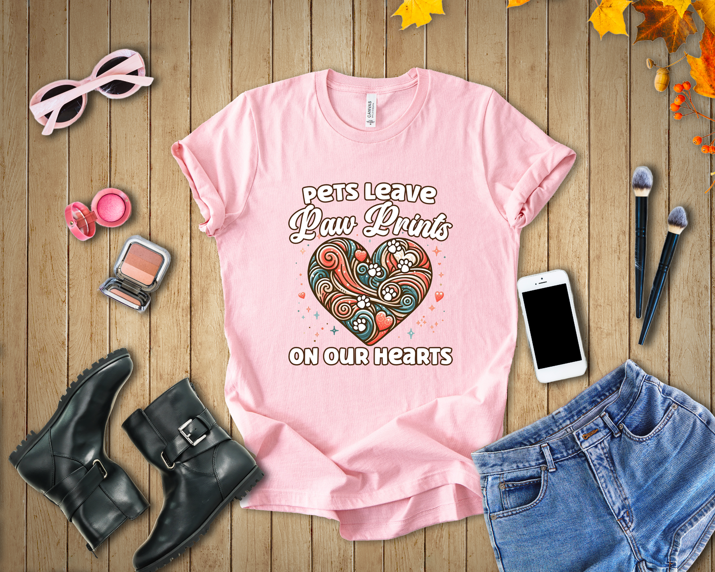 Pets Leave Paw Prints on Our Hearts | Abstract Heart Graphic T-Shirt