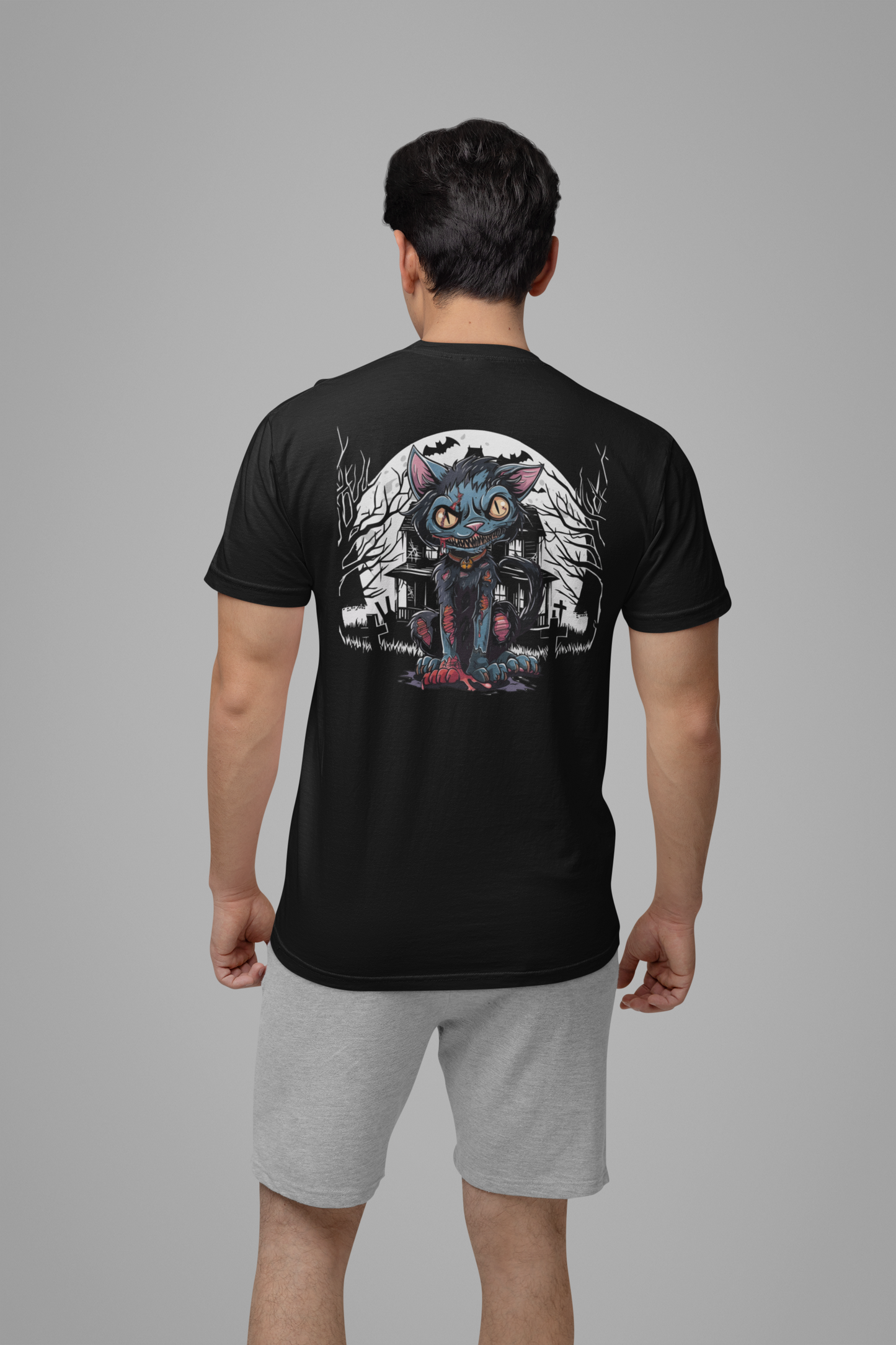 Haunted Zombie Cat Horror House T-Shirt