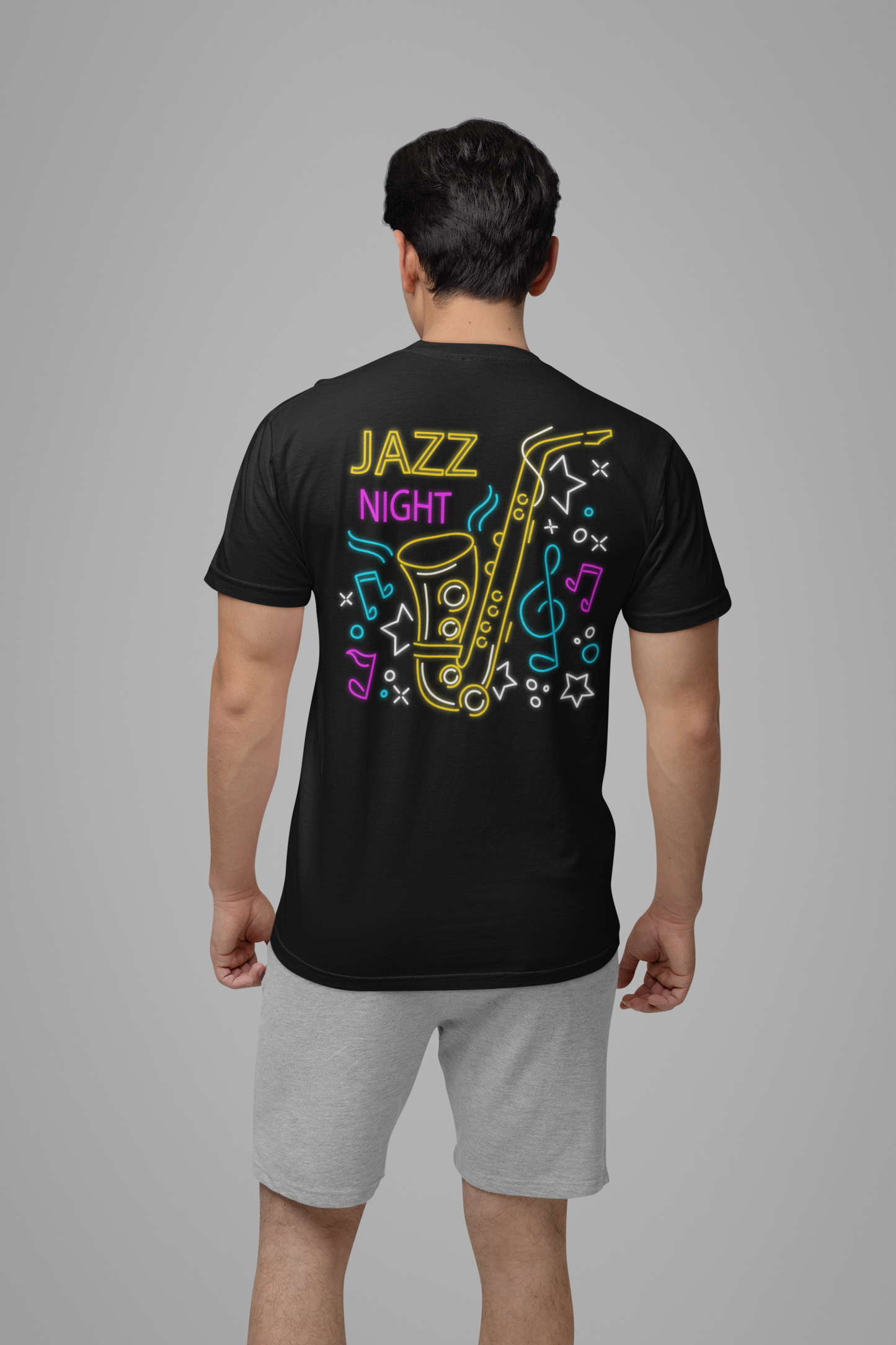 Neon Jazz Night Saxophone Music T-Shirt