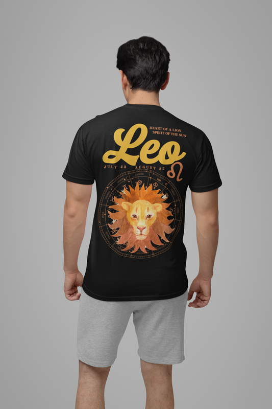 Leo Zodiac T-Shirt – Heart of the Lion, Spirit of the Sun Astrological wheel