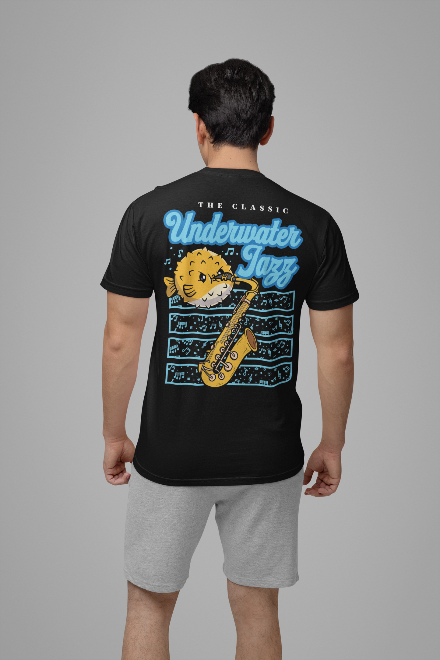 Underwater Jazz Blowfish Saxophone T-Shirt