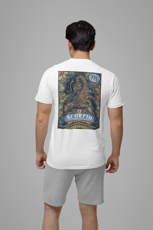 Scorpio Zodiac T-Shirt – Colorful Scorpion with Constellation and Floral Design