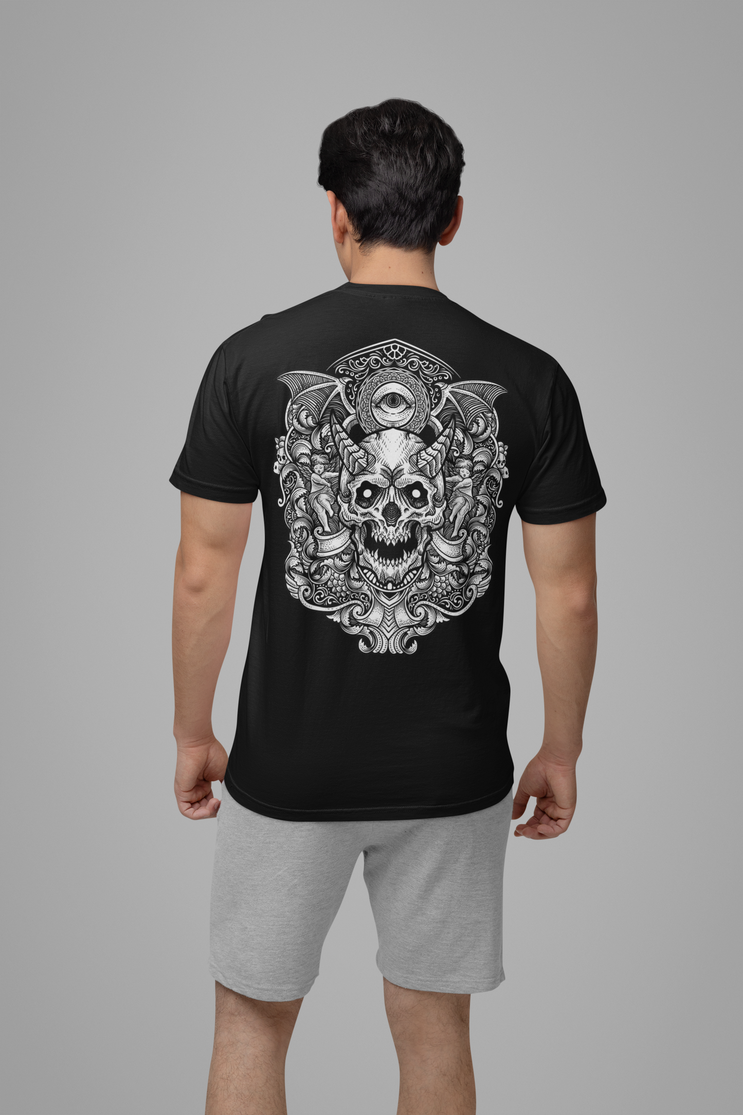 Occult All-Seeing Skull Ornamental Horror T-Shirt