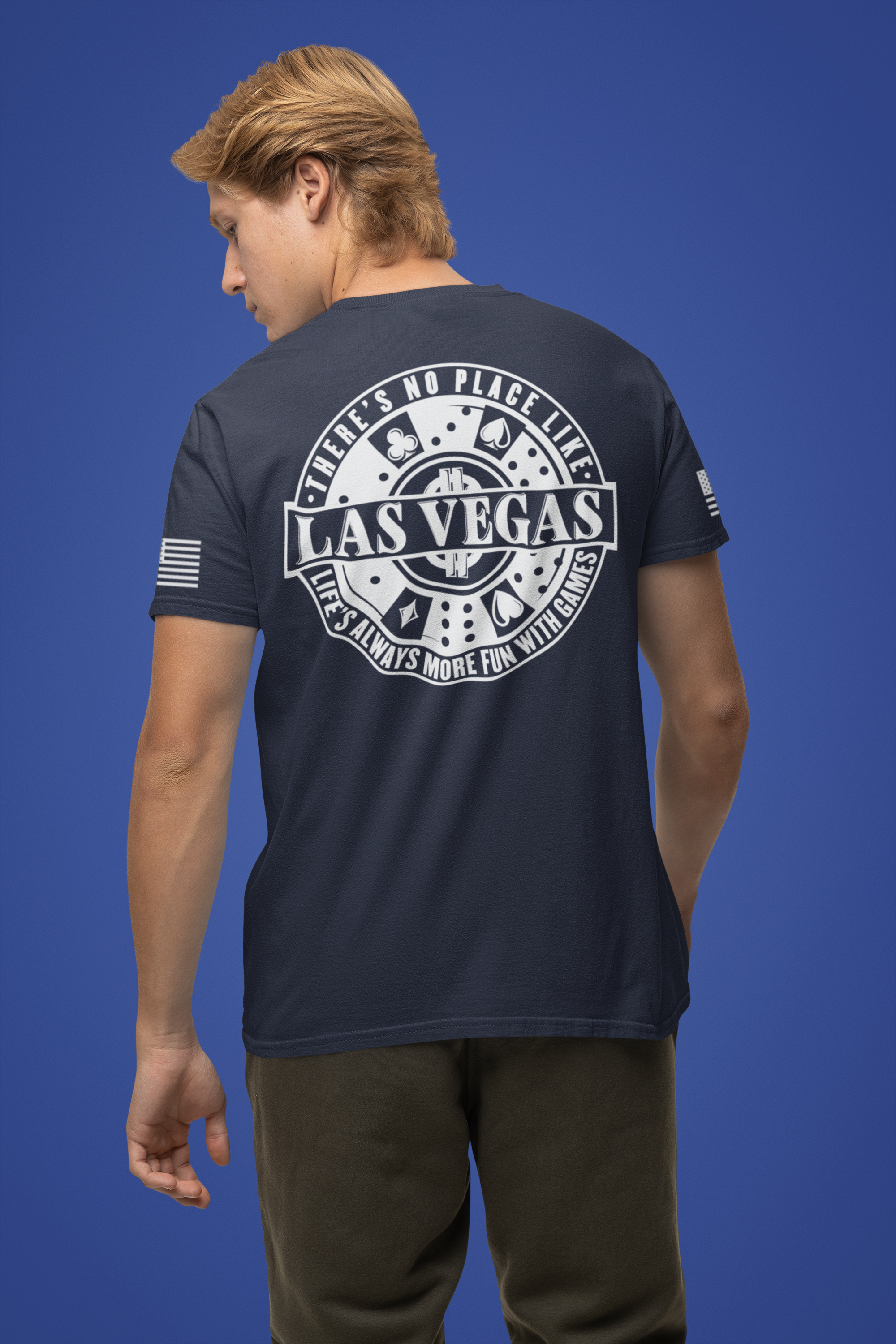 I'm Home Here in Las Vegas Front & Back T-Shirt – Poker Cards Casino Royal Flush Tee