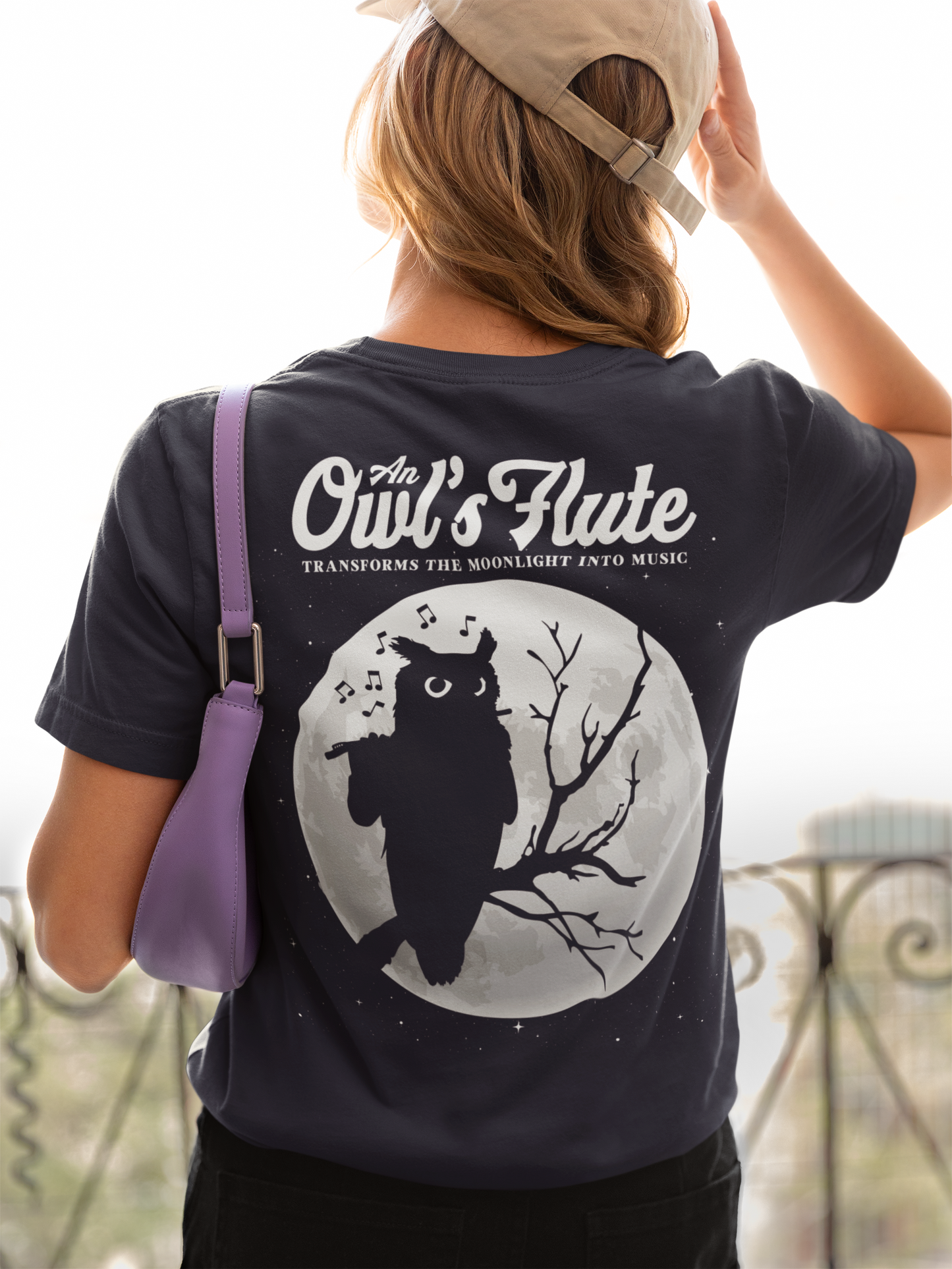 Owl Flute Midnight Melody Moonlight Music T-Shirt