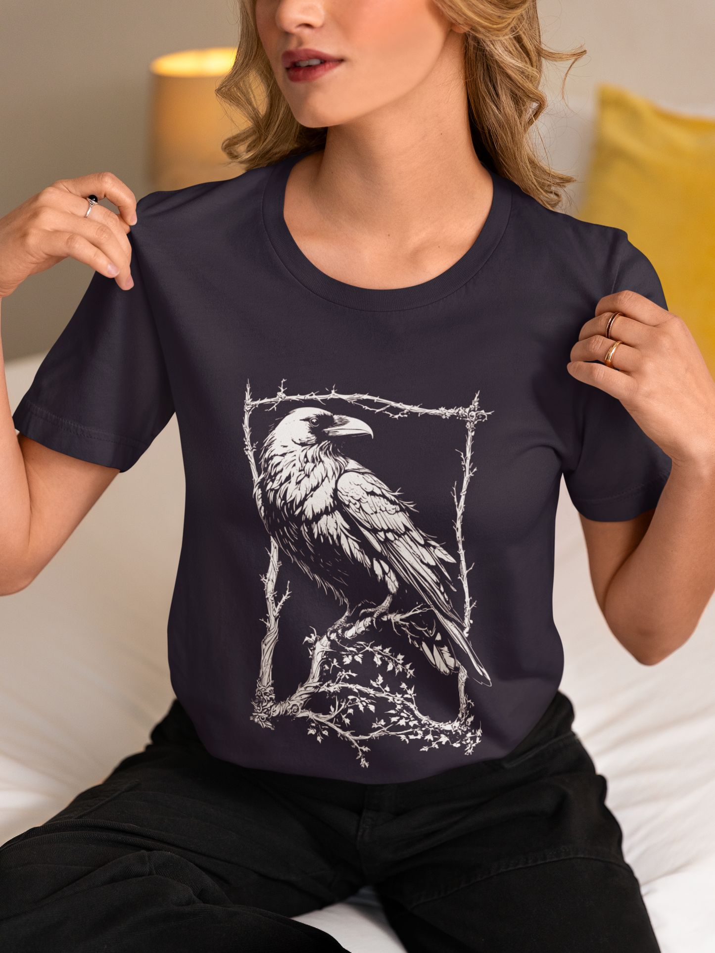 Moonlit Raven Tower Night Gothic T-Shirt