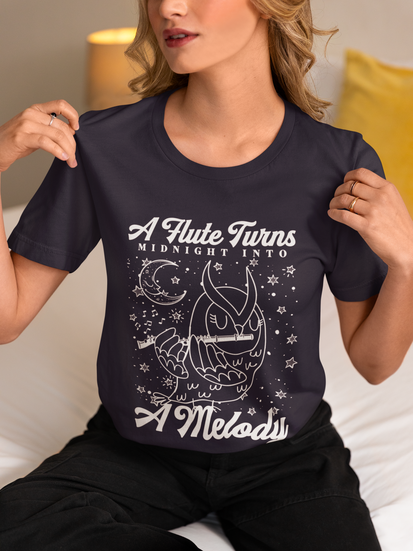 Owl Flute Midnight Melody Moonlight Music T-Shirt