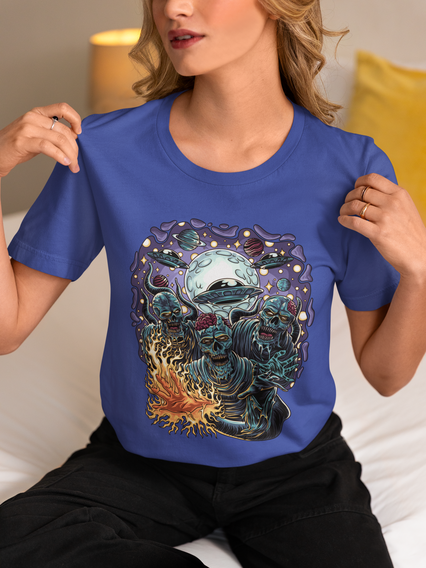 Cosmic Zombies vs Deep Sea Cthulhu Horror T-Shirt