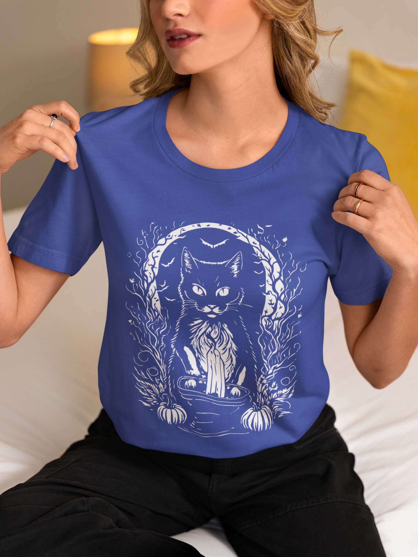 Witchy Black Cat Moon Candle Magic T-Shirt