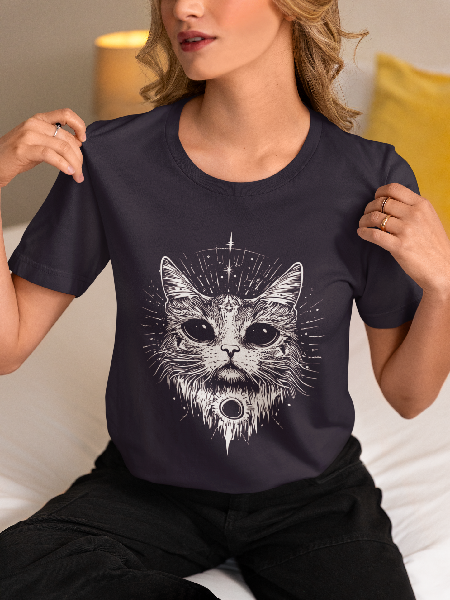 Mystic Moon Cat and Magic Mushrooms T-Shirt