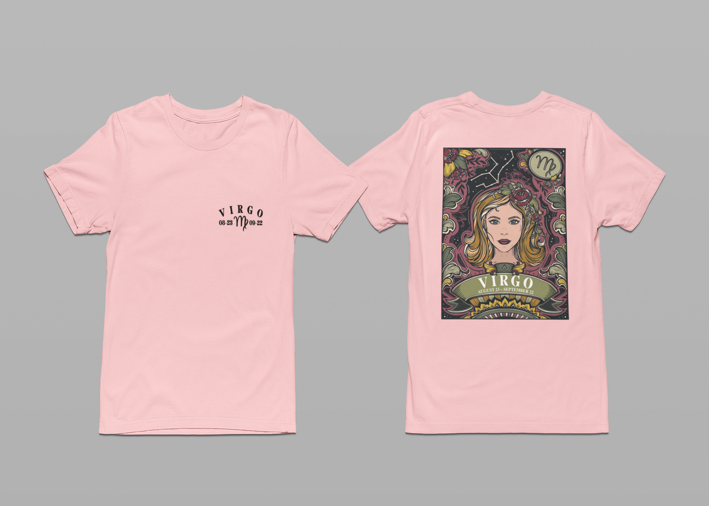 Virgo Constellation & Floral Zodiac T-Shirt – August 23 to September 22