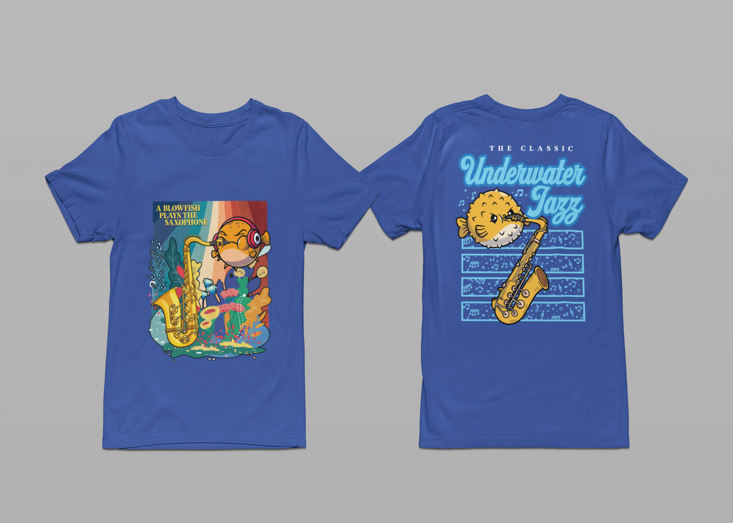 Underwater Jazz Blowfish Saxophone T-Shirt