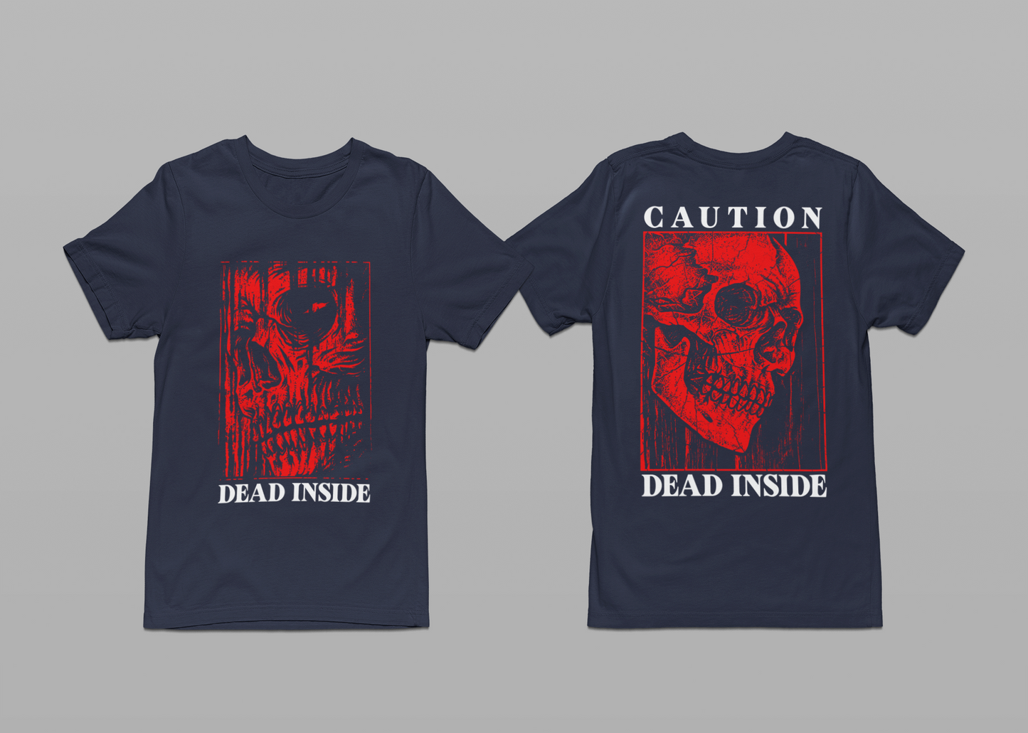 Caution Dead Inside Red Skull Horror T-Shirt