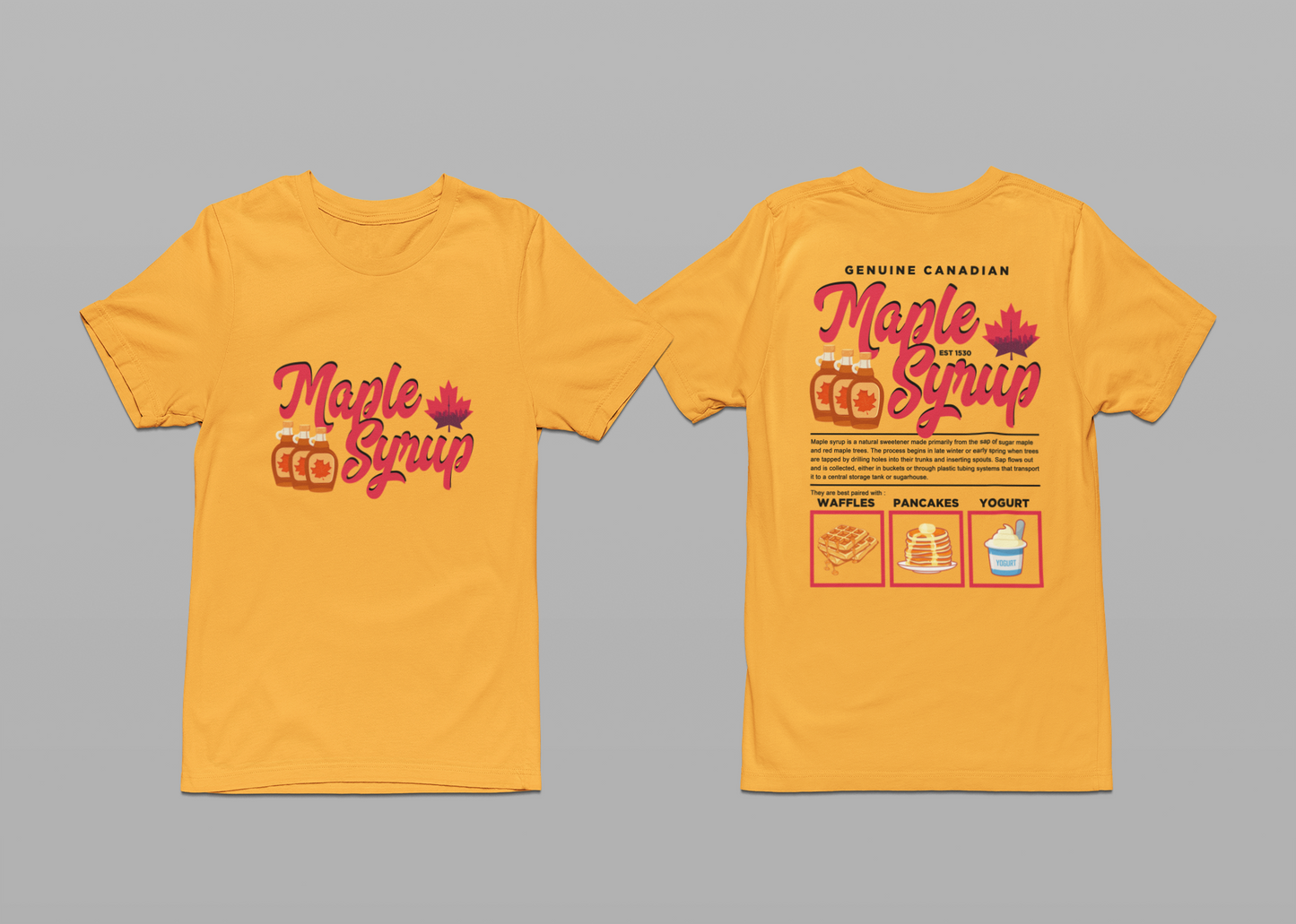 Maple Syrup Breakfast Lovers Tshirt – Waffles, Pancakes & Yogurt